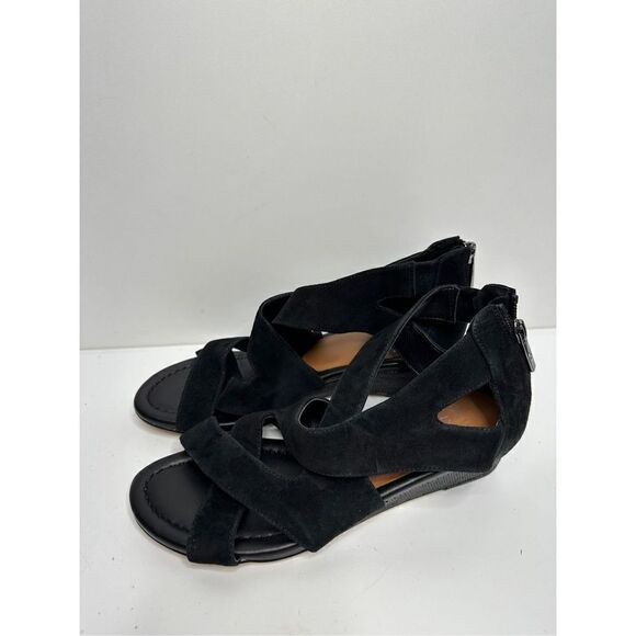 Donald Pliner Sandals Womens Size 6.5 Black Vela Suede Open Toe Shoes - Picture 2 of 11